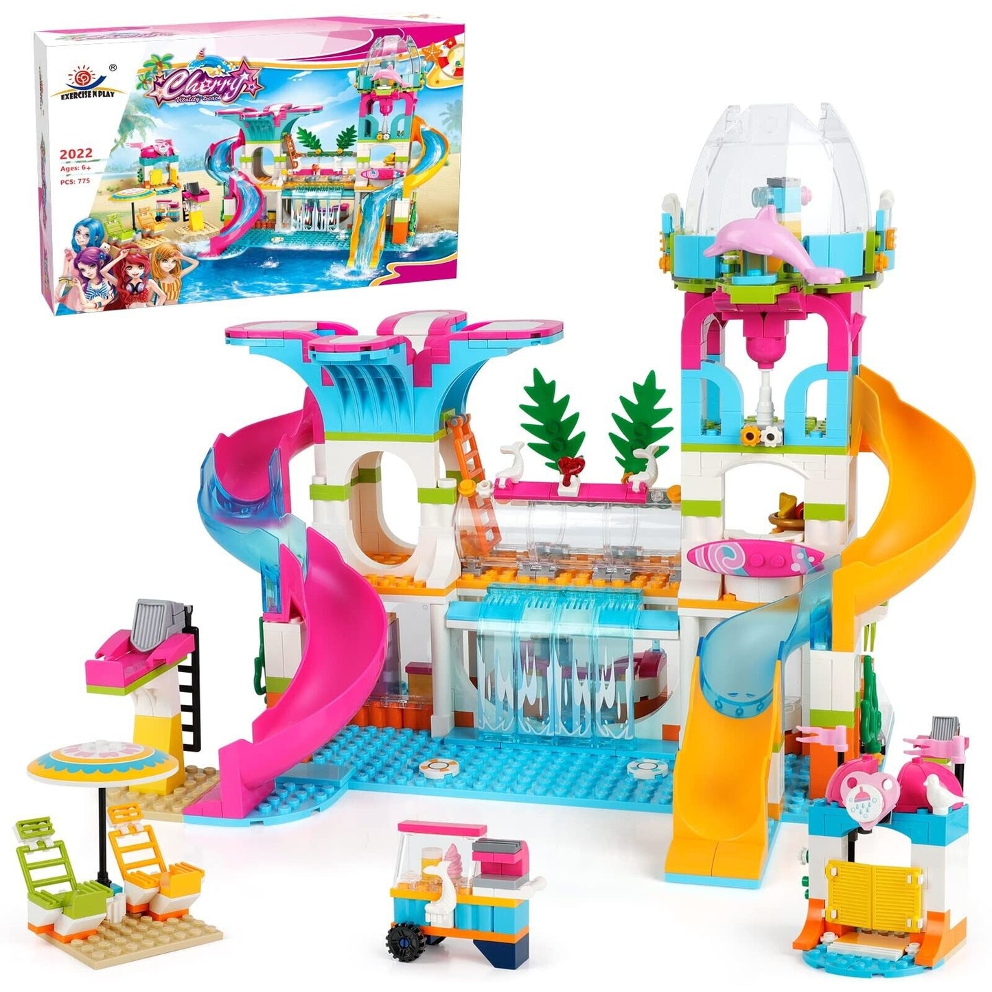 Building Set for Girls Friends Set Summer Swimming Pool Building Toys Water P...