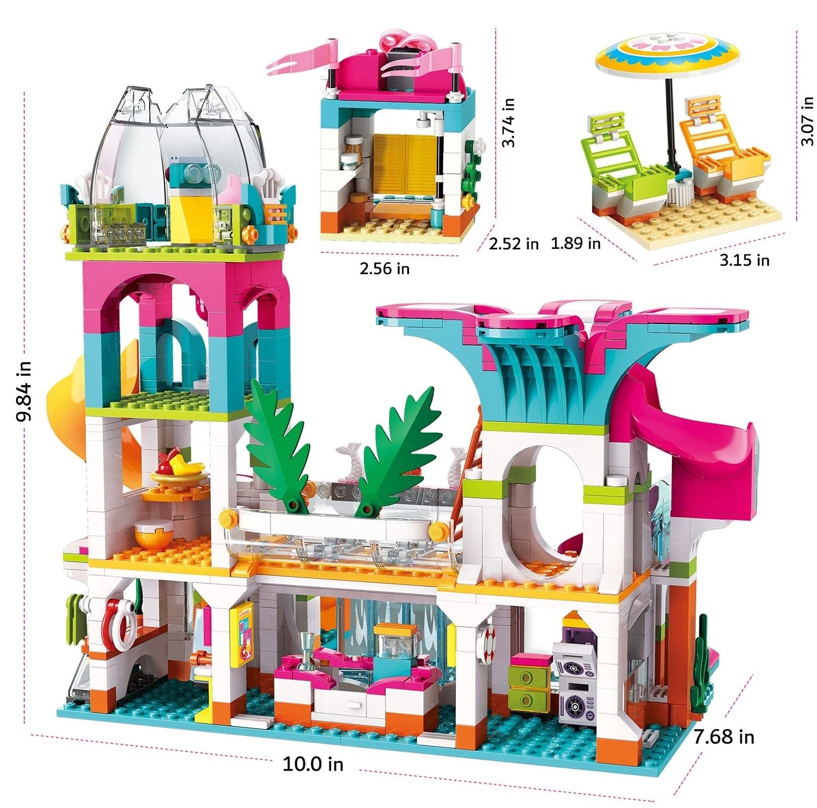 Building Set for Girls Friends Set Summer Swimming Pool Building Toys Water P...