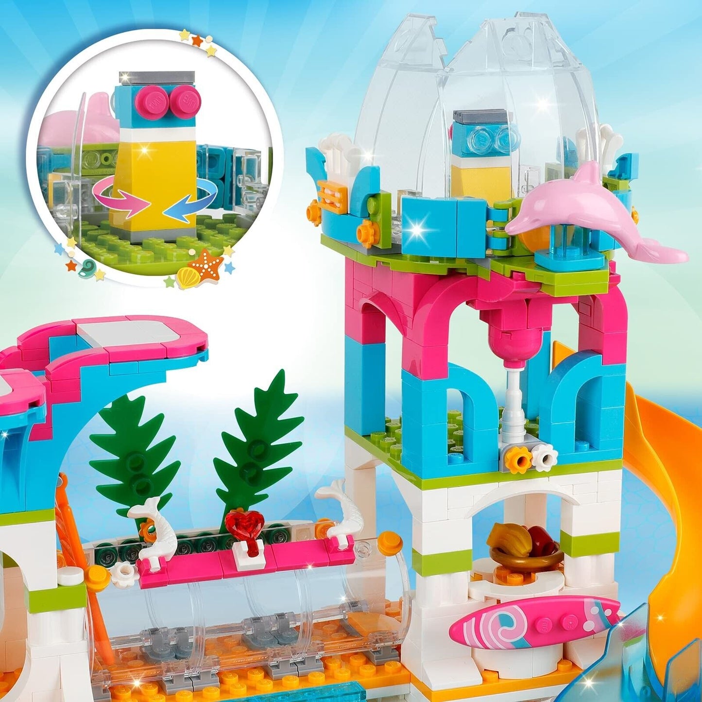 Building Set for Girls Friends Set Summer Swimming Pool Building Toys Water P...