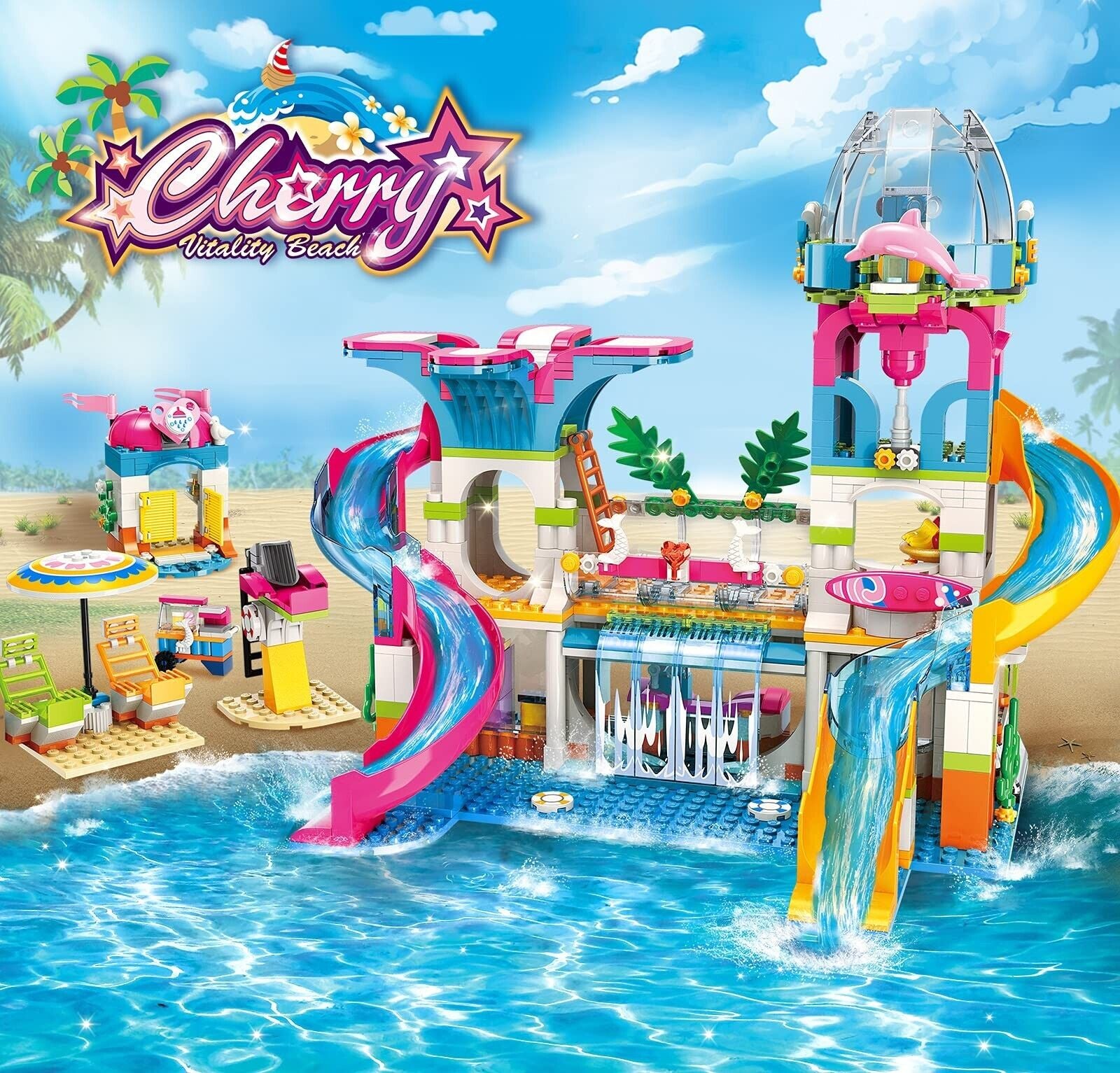 Building Set for Girls Friends Set Summer Swimming Pool Building Toys Water P...